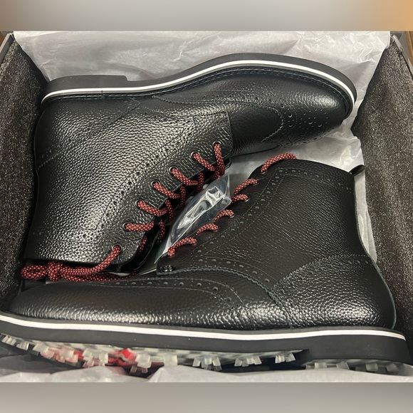 G/Fore Men’s Gallivanter Wingtip Golf Boots Shoes Onyx 12.5 13 NEW - Picture 4 of 10